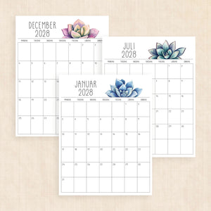 Kalender 2028 print selv: Sunkissed Succulents