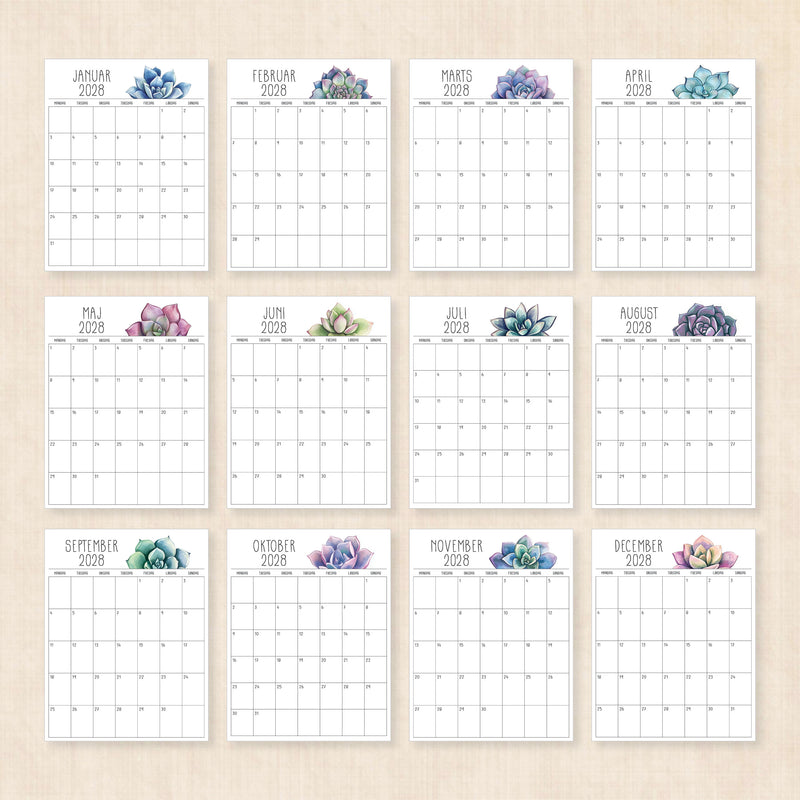 Kalender 2028 print selv