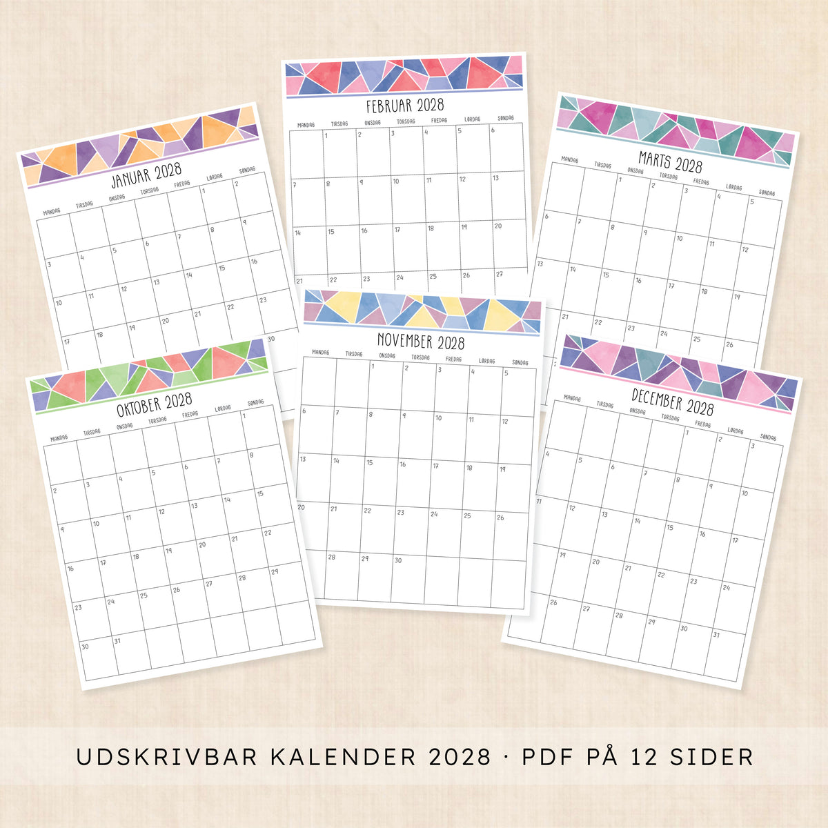 Kalender 2028 print selv: Magic Mosaic