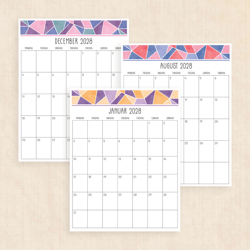 Kalender 2028 print selv