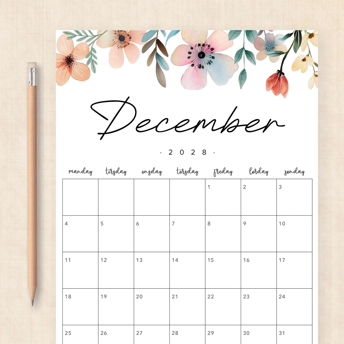 Kalender 2028 print selv: Lush Lagoon