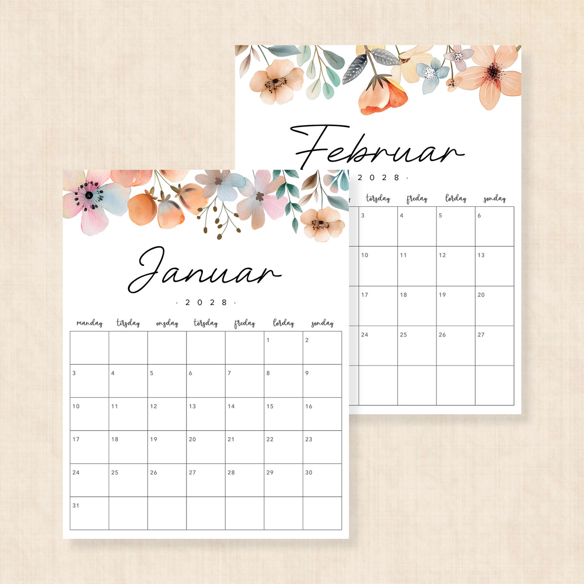 Kalender 2028 print selv: Lush Lagoon