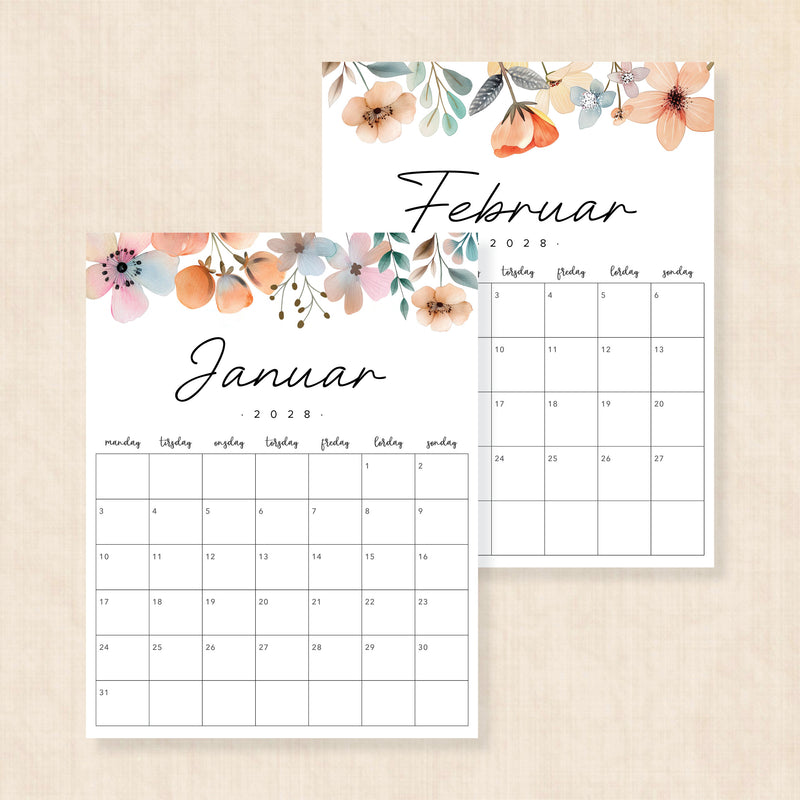 Kalender 2028 print selv