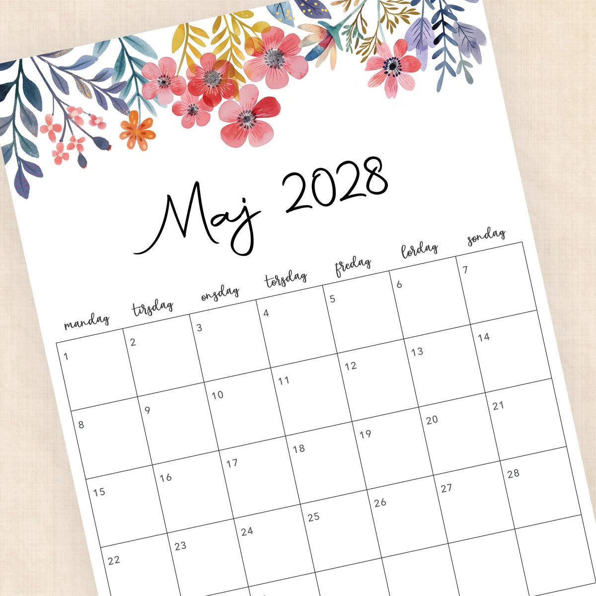 Kalender 2028 print selv: Floral Fantasy