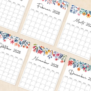 Kalender 2028 print selv: Floral Fantasy