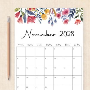 Kalender 2028 print selv: Floral Fantasy