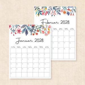 Kalender 2028 print selv: Floral Fantasy
