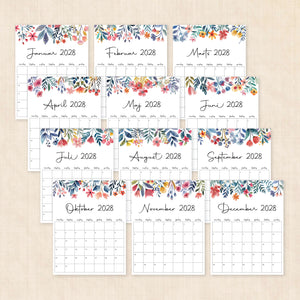 Kalender 2028 print selv: Floral Fantasy