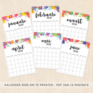 Kalender 2028 printen: Garland Gaze