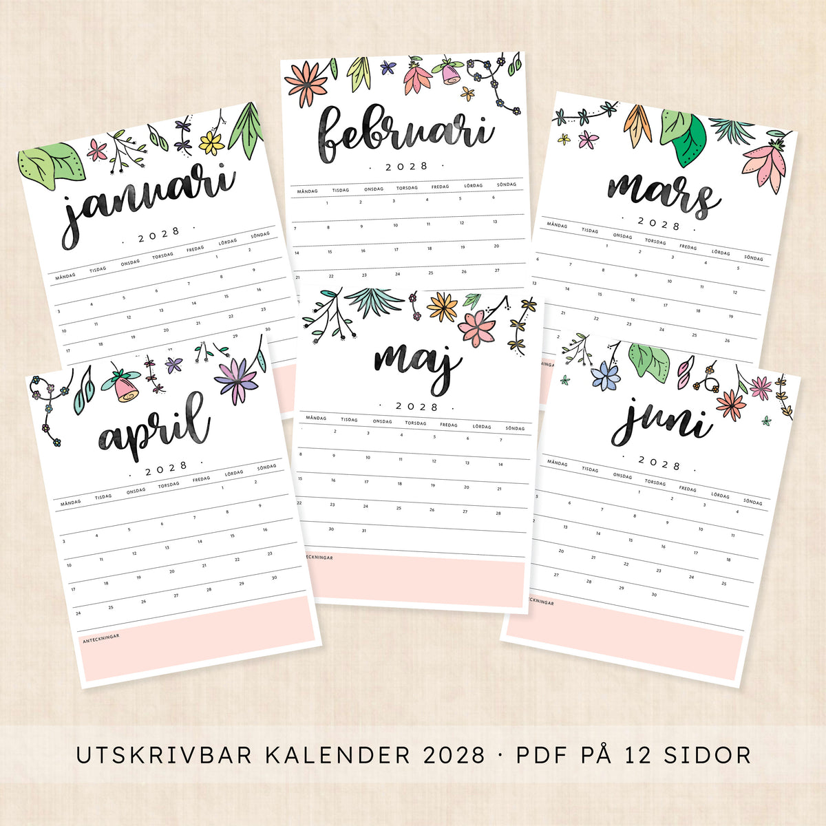 kalender 2028 att skriva ut