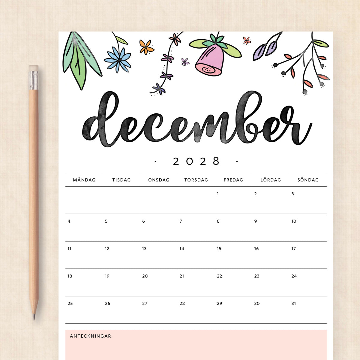 kalender 2028 att skriva ut