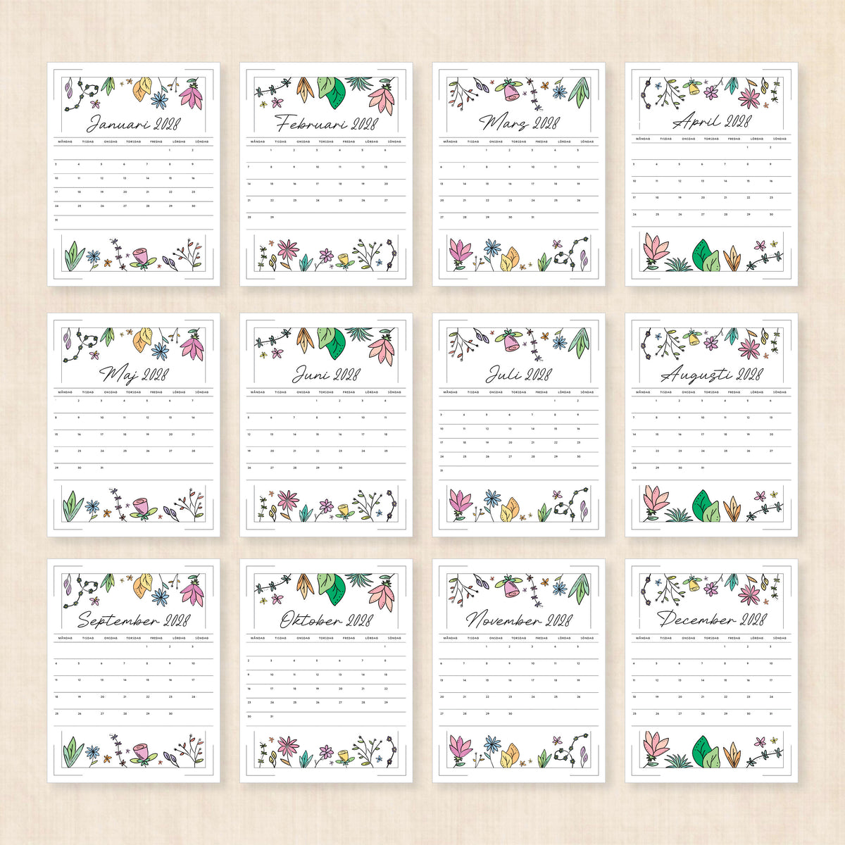 kalender 2028 att skriva ut