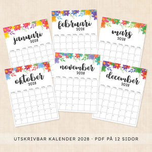 kalender 2028 att skriva ut