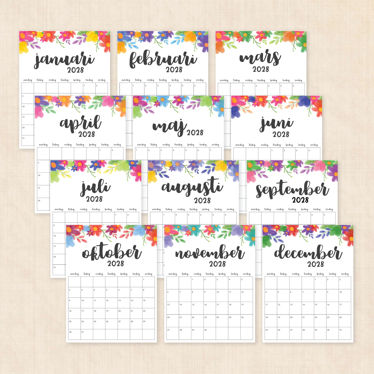 kalender 2028 att skriva ut