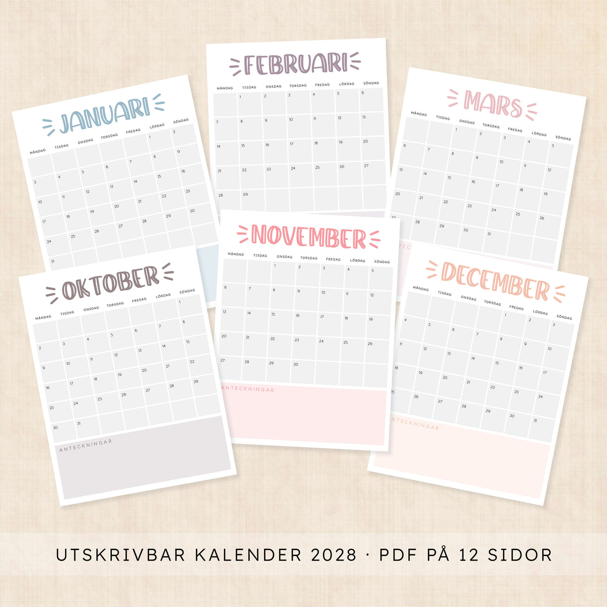 kalender 2028 att skriva ut