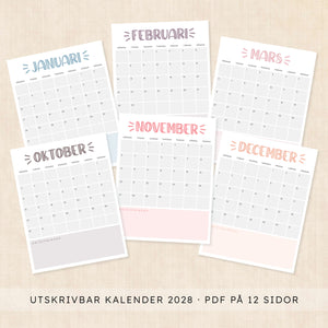 kalender 2028 att skriva ut