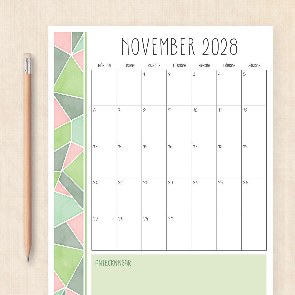 kalender 2028 att skriva ut