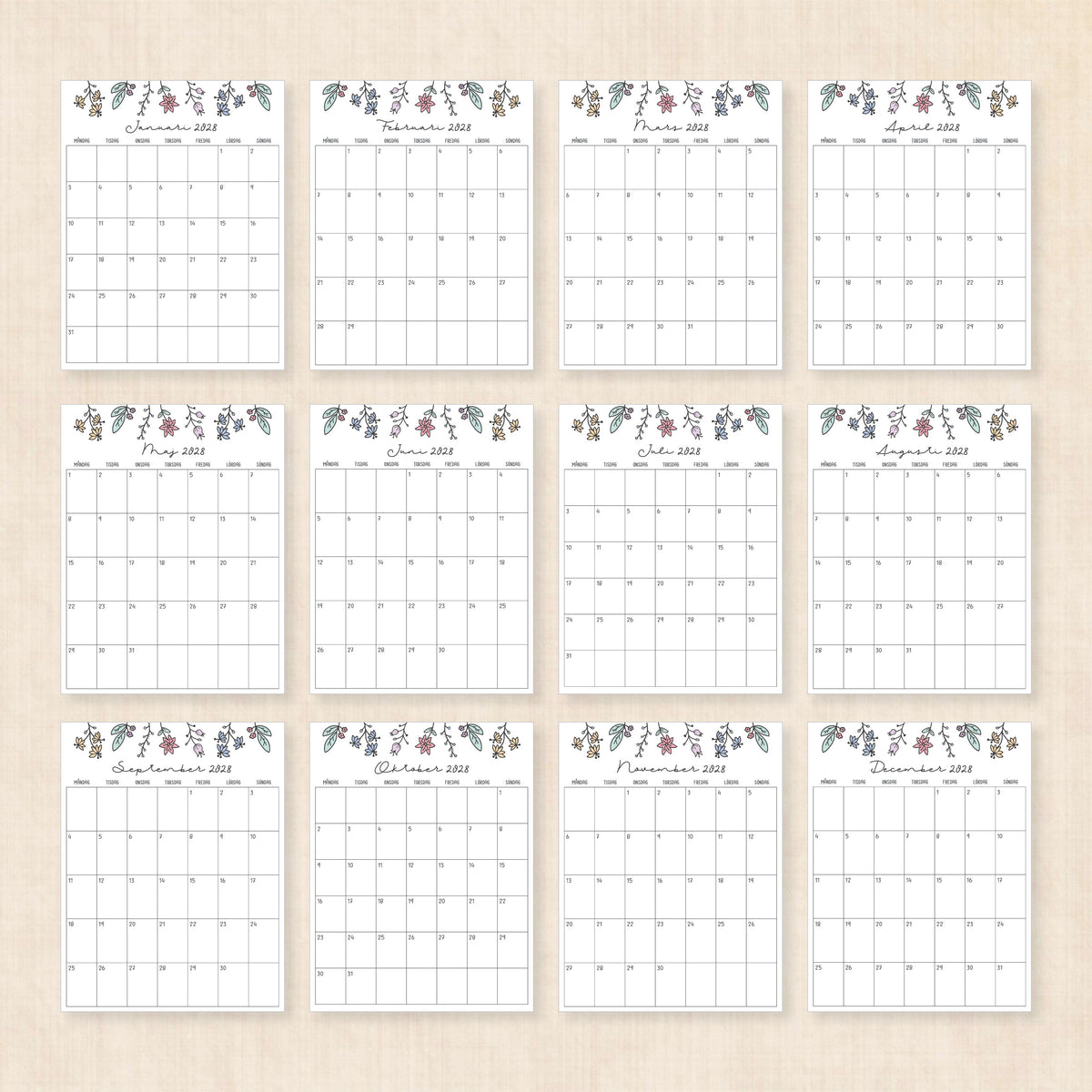 kalender 2028 att skriva ut