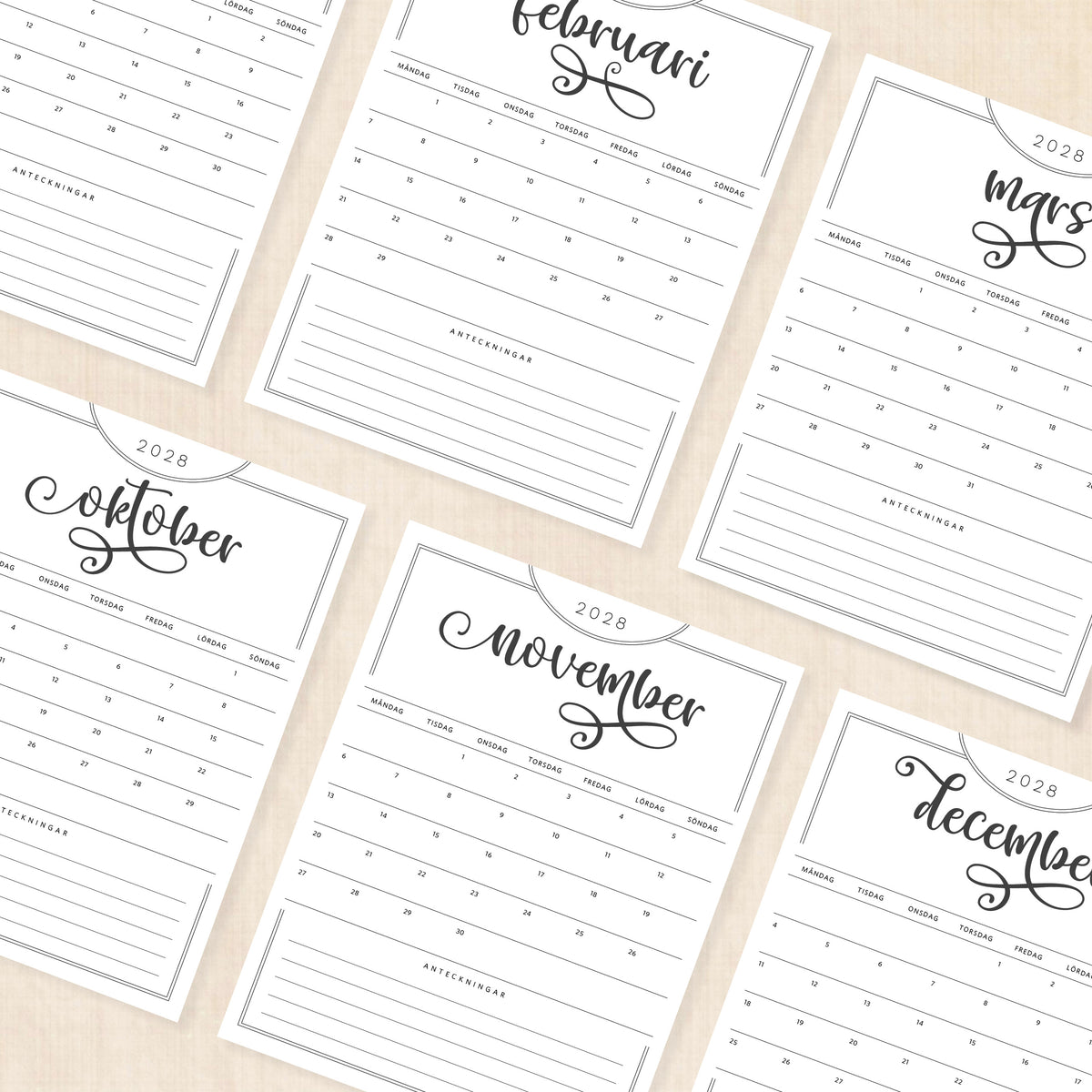 kalender 2028 att skriva ut