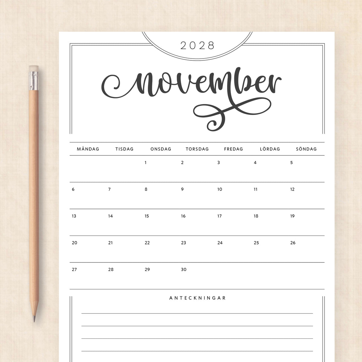 kalender 2028 att skriva ut