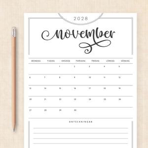kalender 2028 att skriva ut