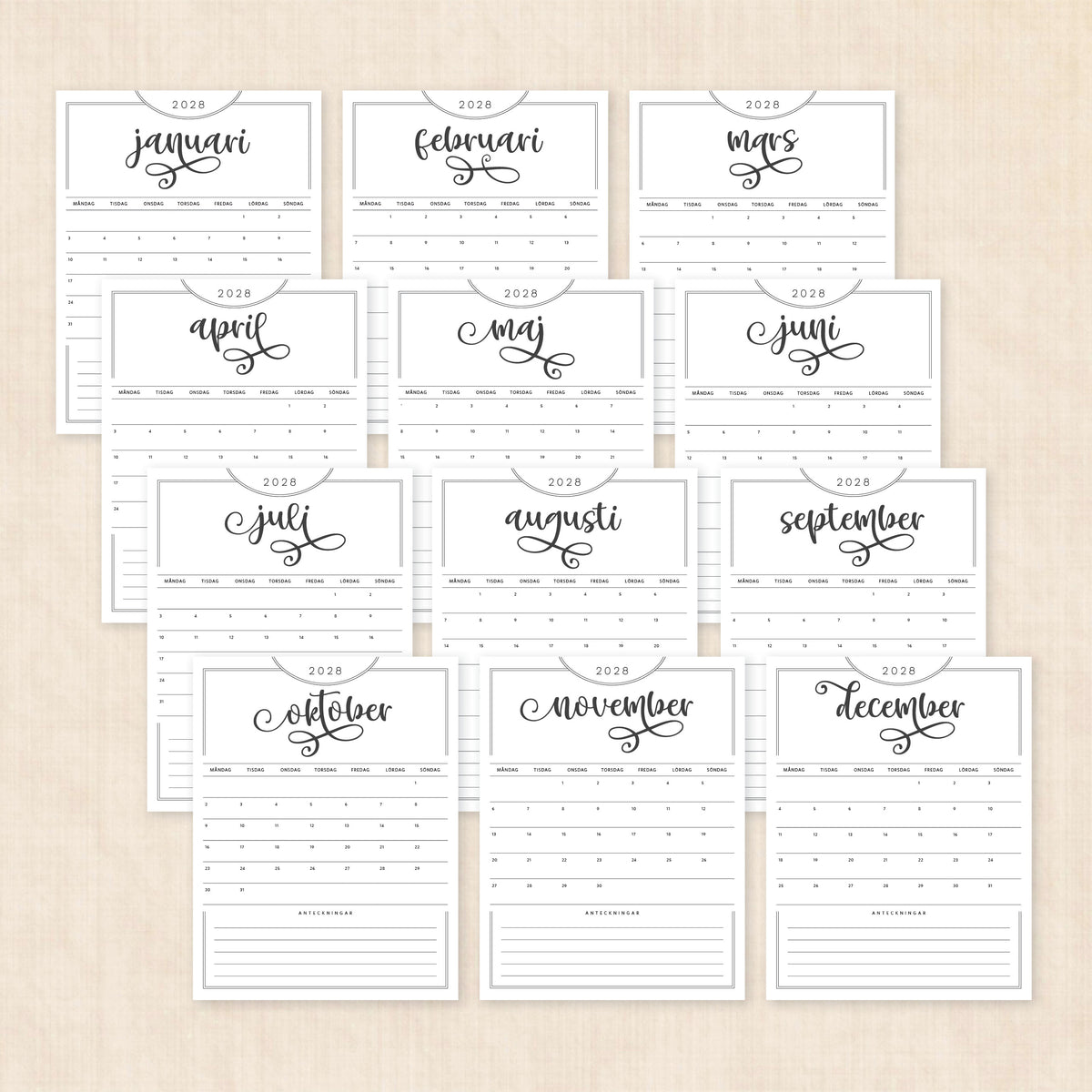 kalender 2028 att skriva ut