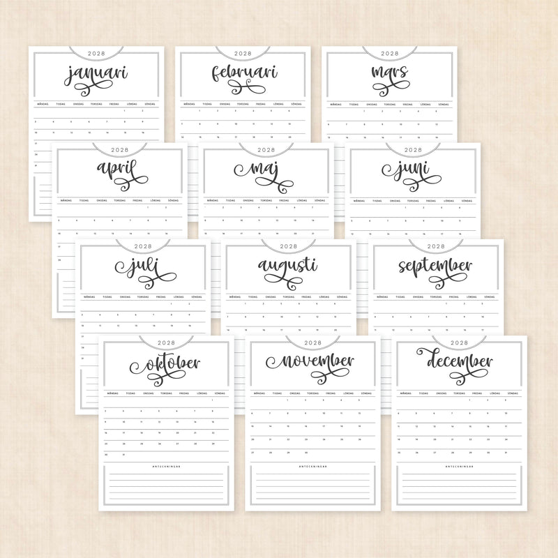 kalender 2028 att skriva ut