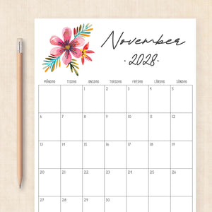 kalender 2028 att skriva ut
