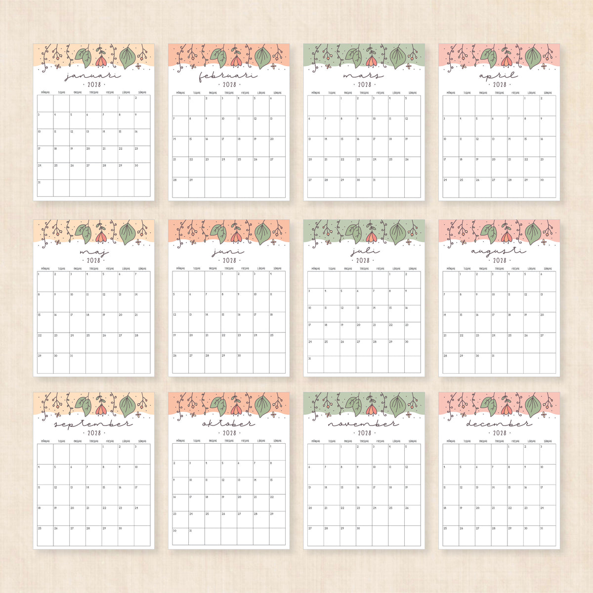 kalender 2028 att skriva ut