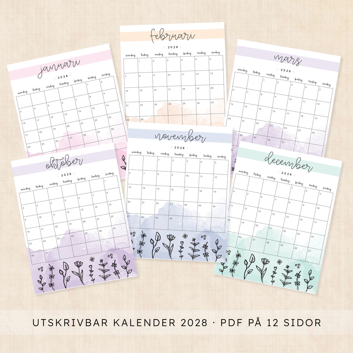 kalender 2028 att skriva ut