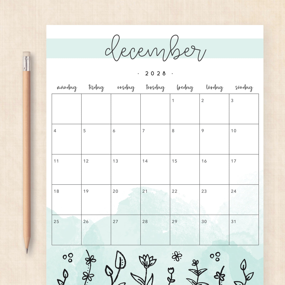 kalender 2028 att skriva ut