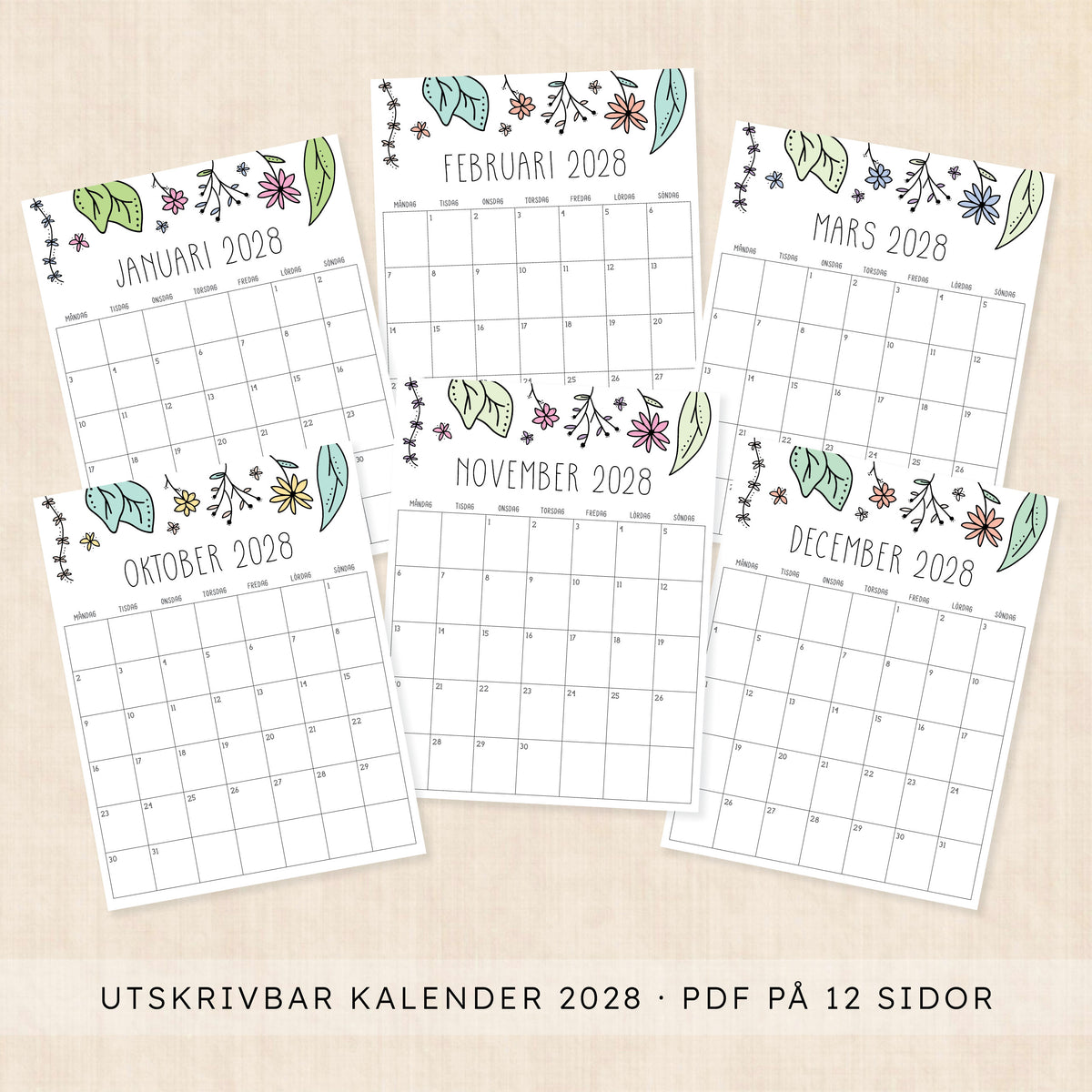 kalender 2028 att skriva ut