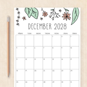 kalender 2028 att skriva ut