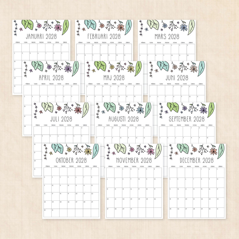 kalender 2028 att skriva ut