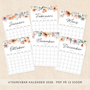kalender 2028 att skriva ut