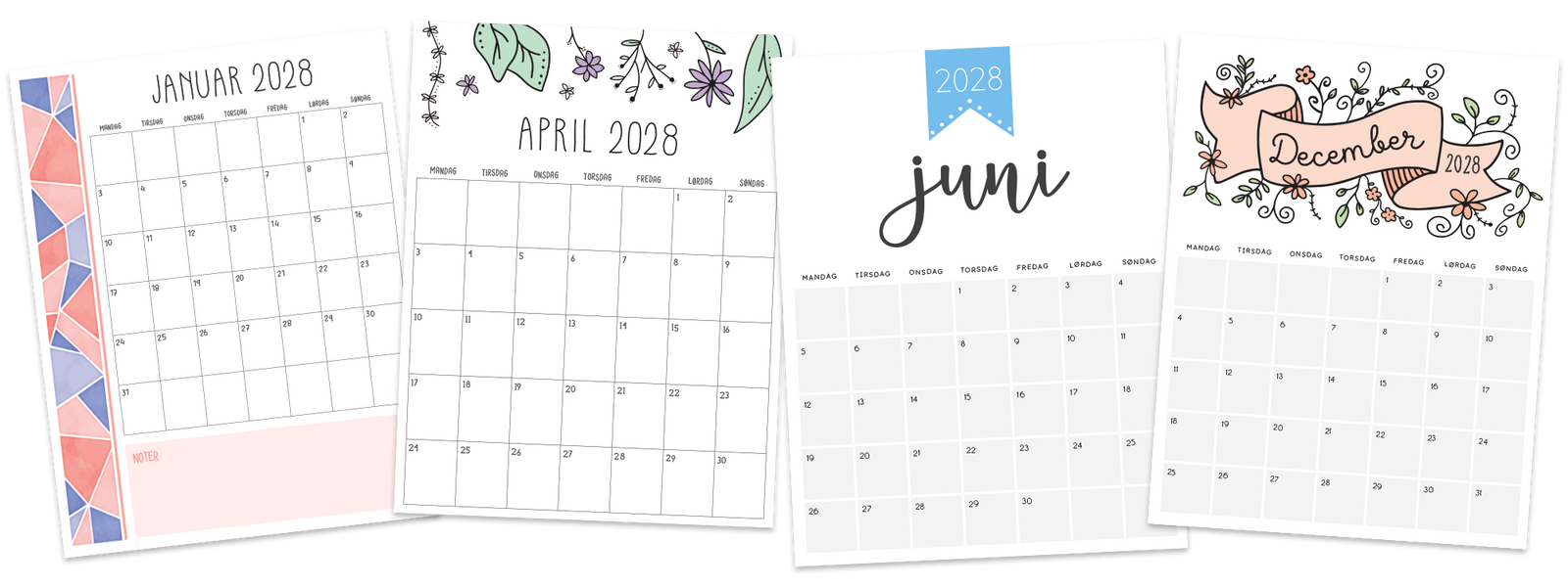 Kalender 2028 print selv