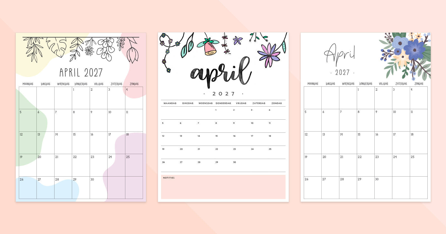 kalender april 2027 afdrukken