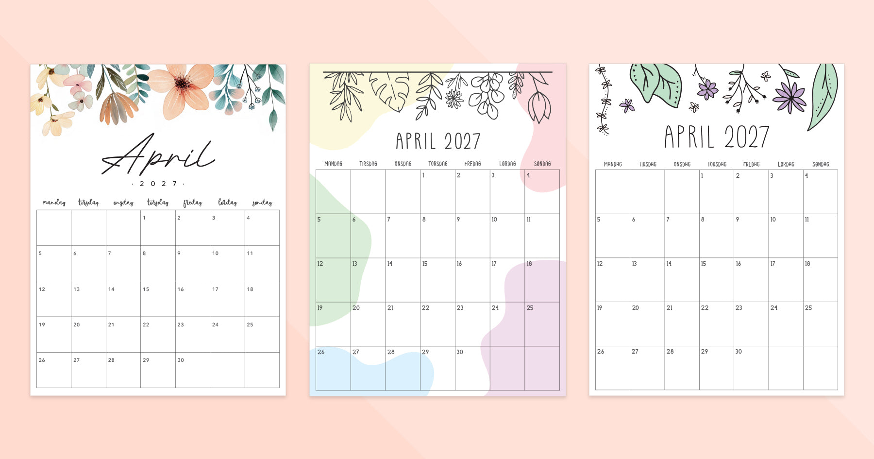 kalender april 2027 print selv