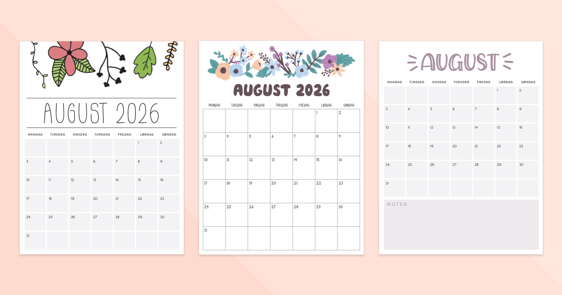 kalender dansk august 2026