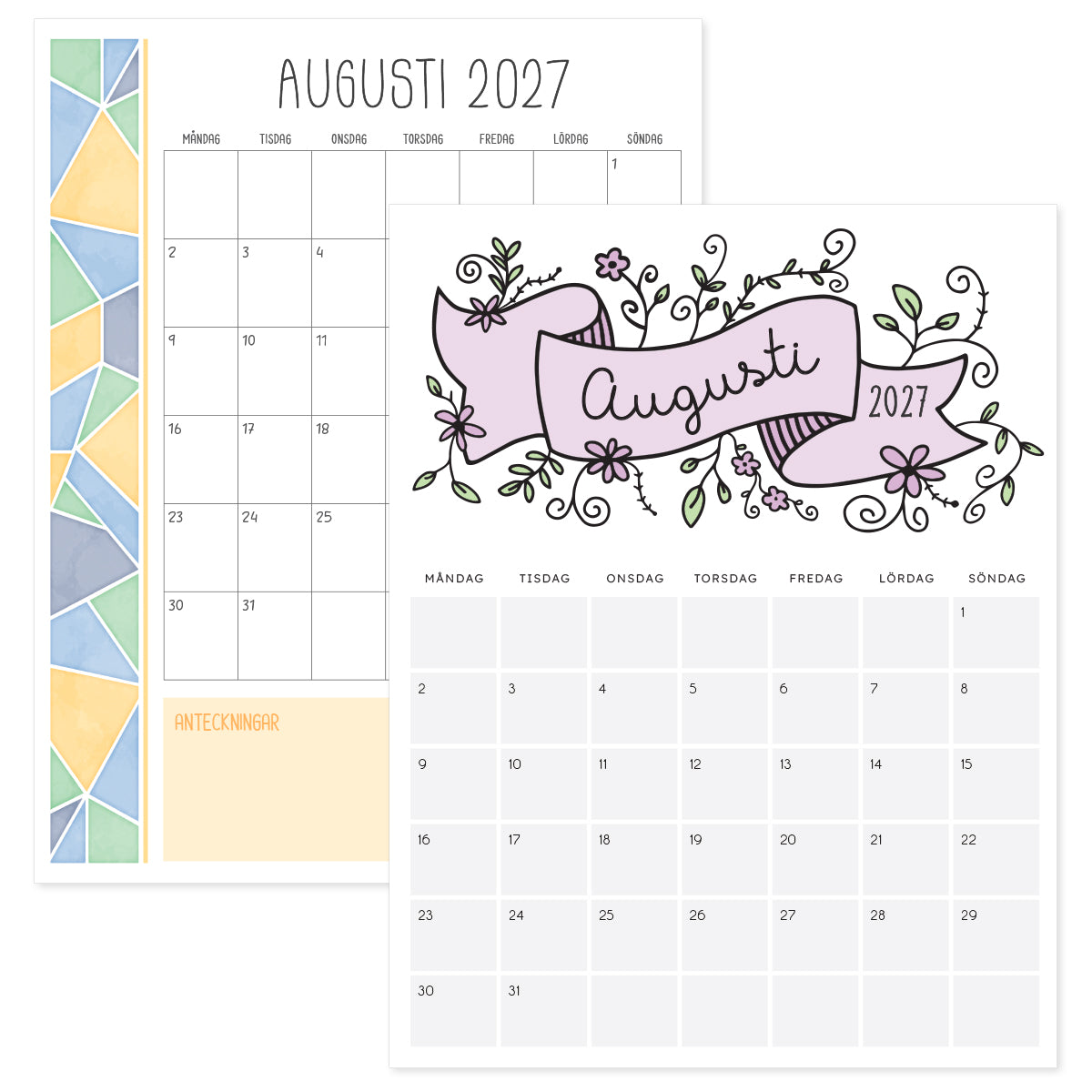 kalender augusti 2027