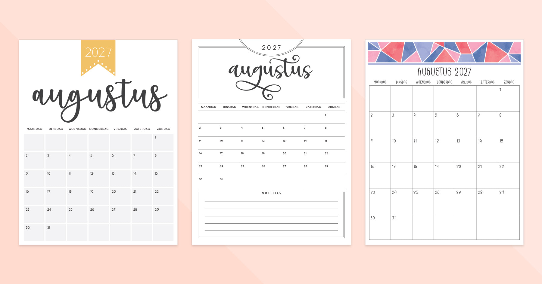kalender augustus 2027 afdrukken