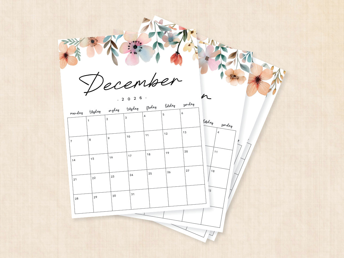 kalender december 2026 skabelon