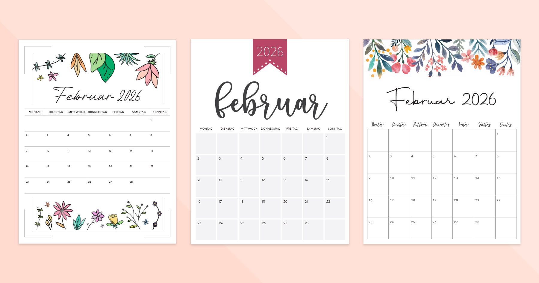 kalender februar 2026 zum ausdrucken