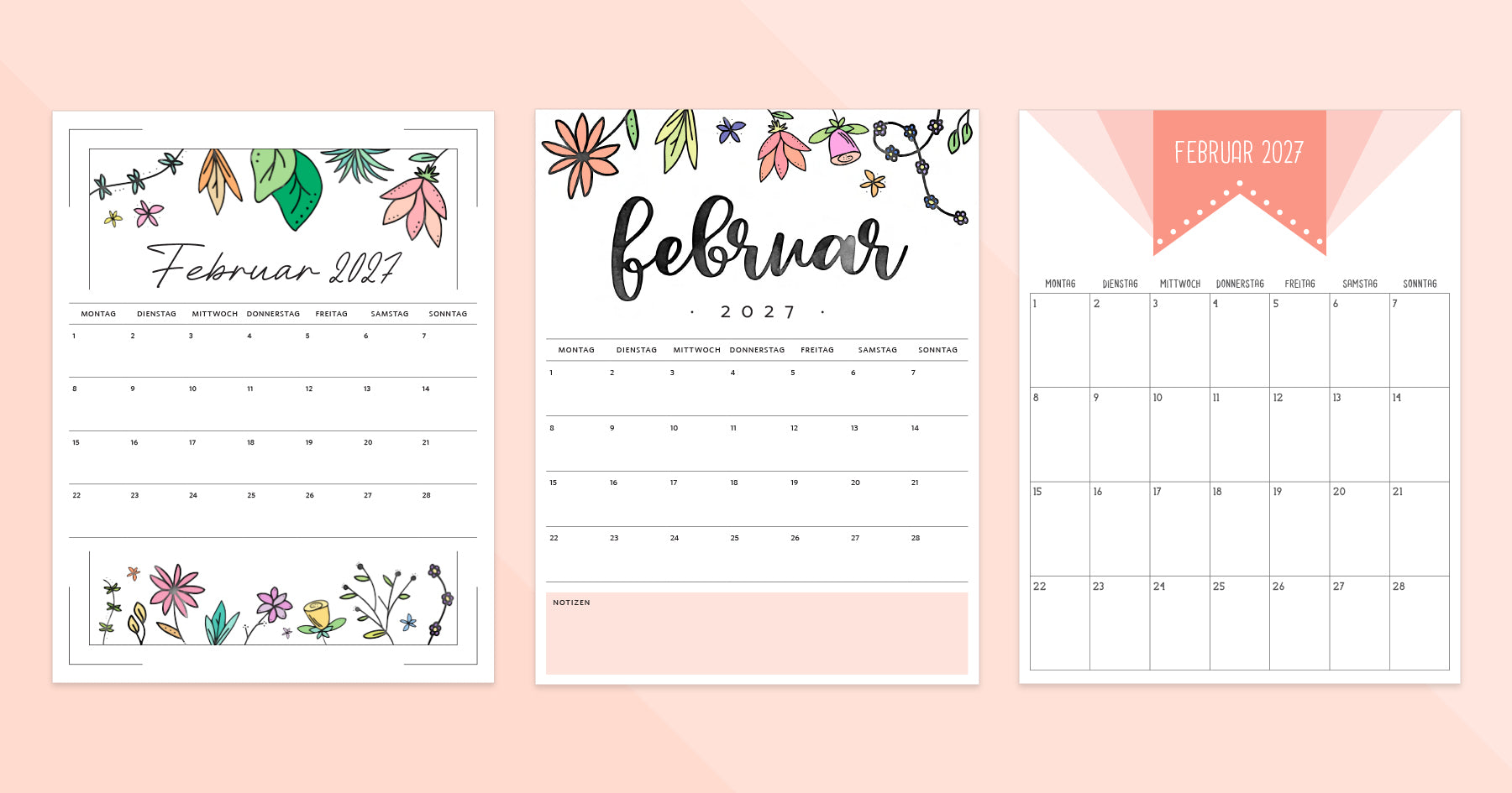 kalender februar 2027 zum ausdrucken
