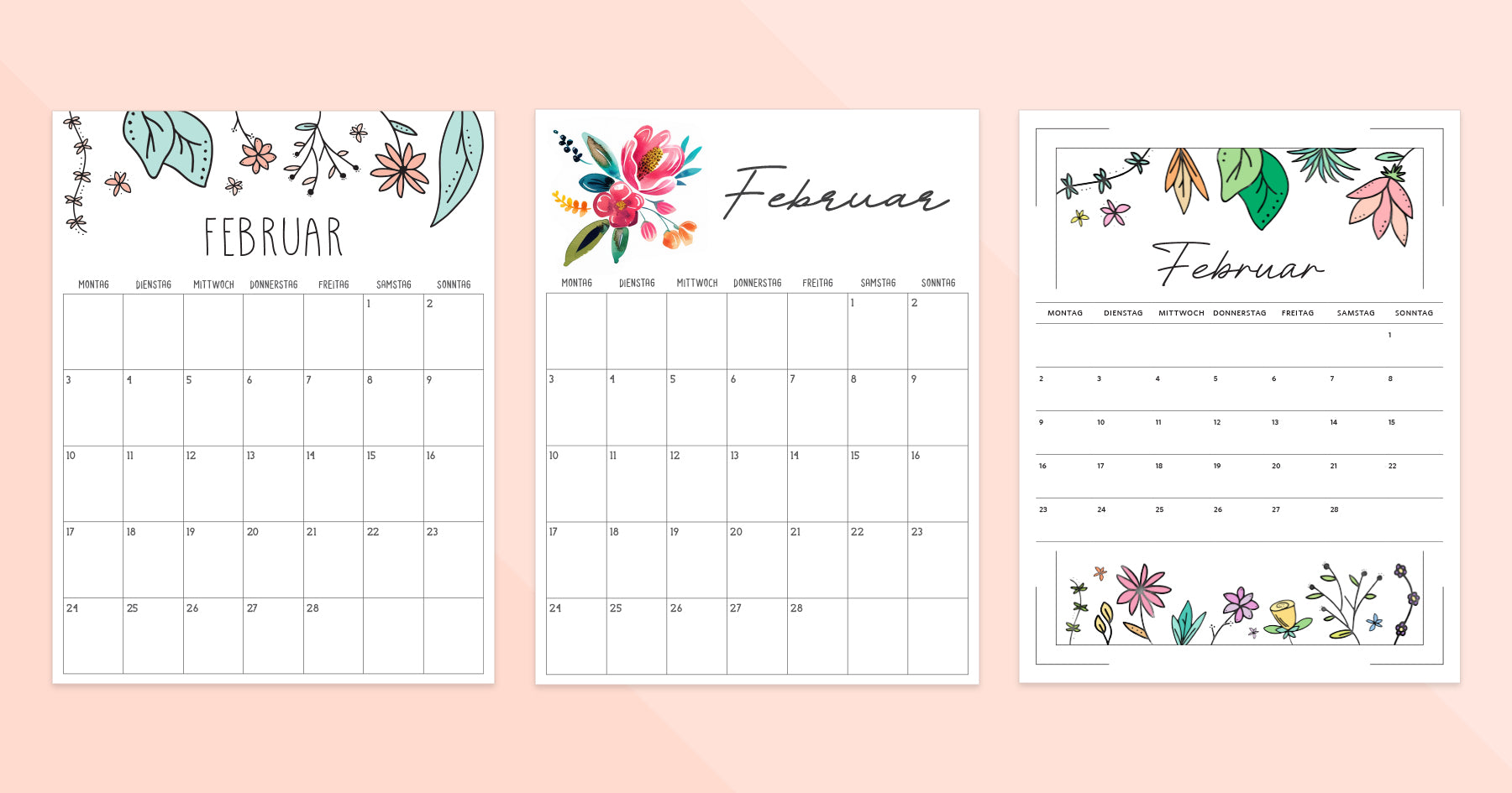kalender februar zum ausdrucken