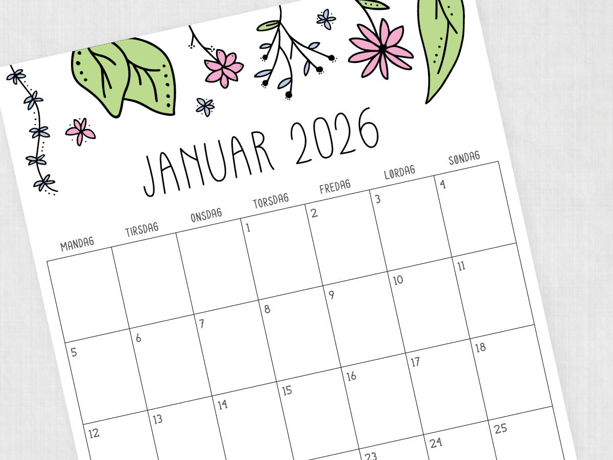 kalender januar 2026 skabelon