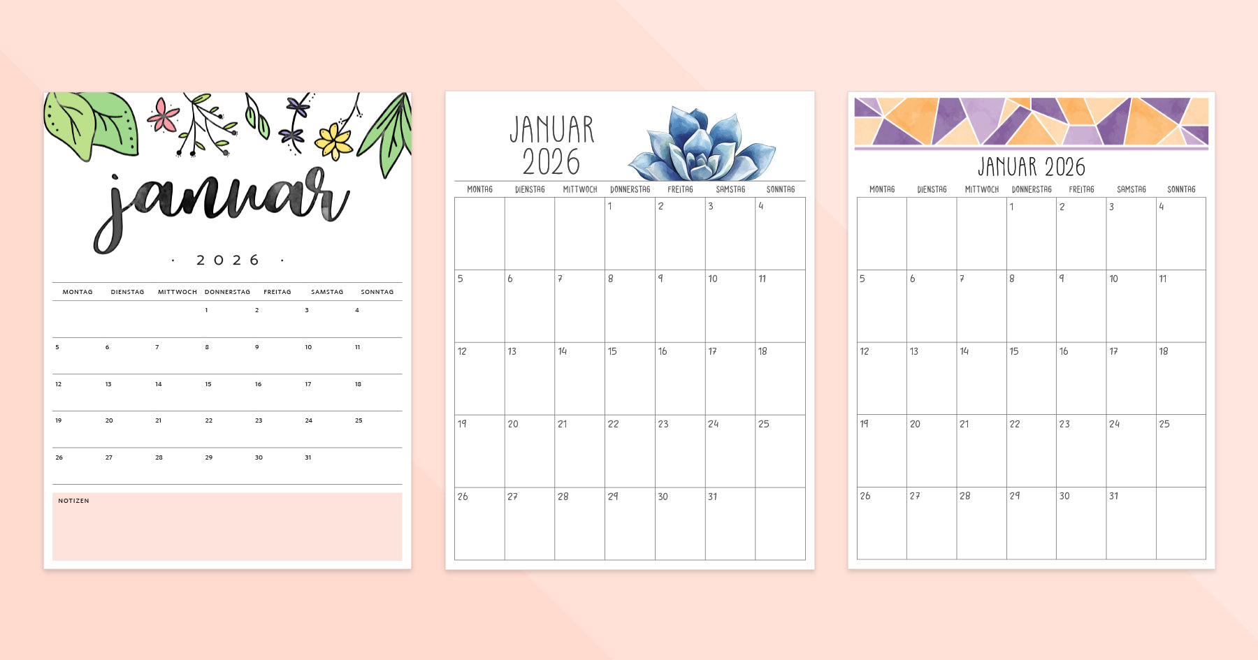 kalender januar 2026 zum ausdrucken
