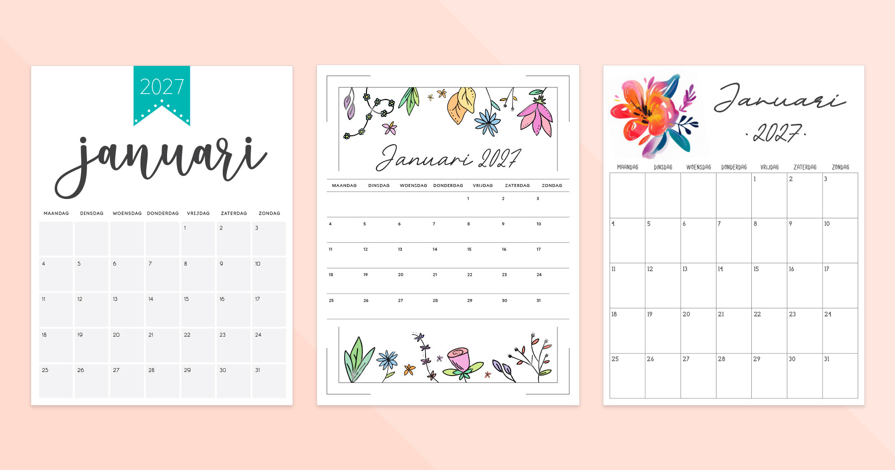 kalender januari 2027 afdrukken