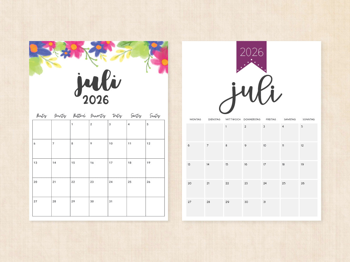 kalender juli 2026 deutsche