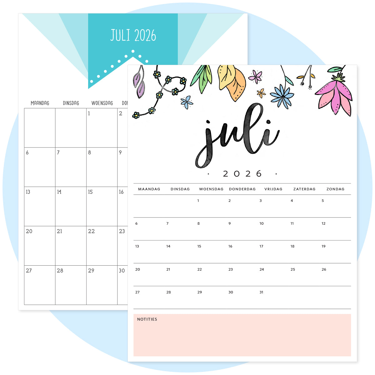 kalender juli 2026 printen